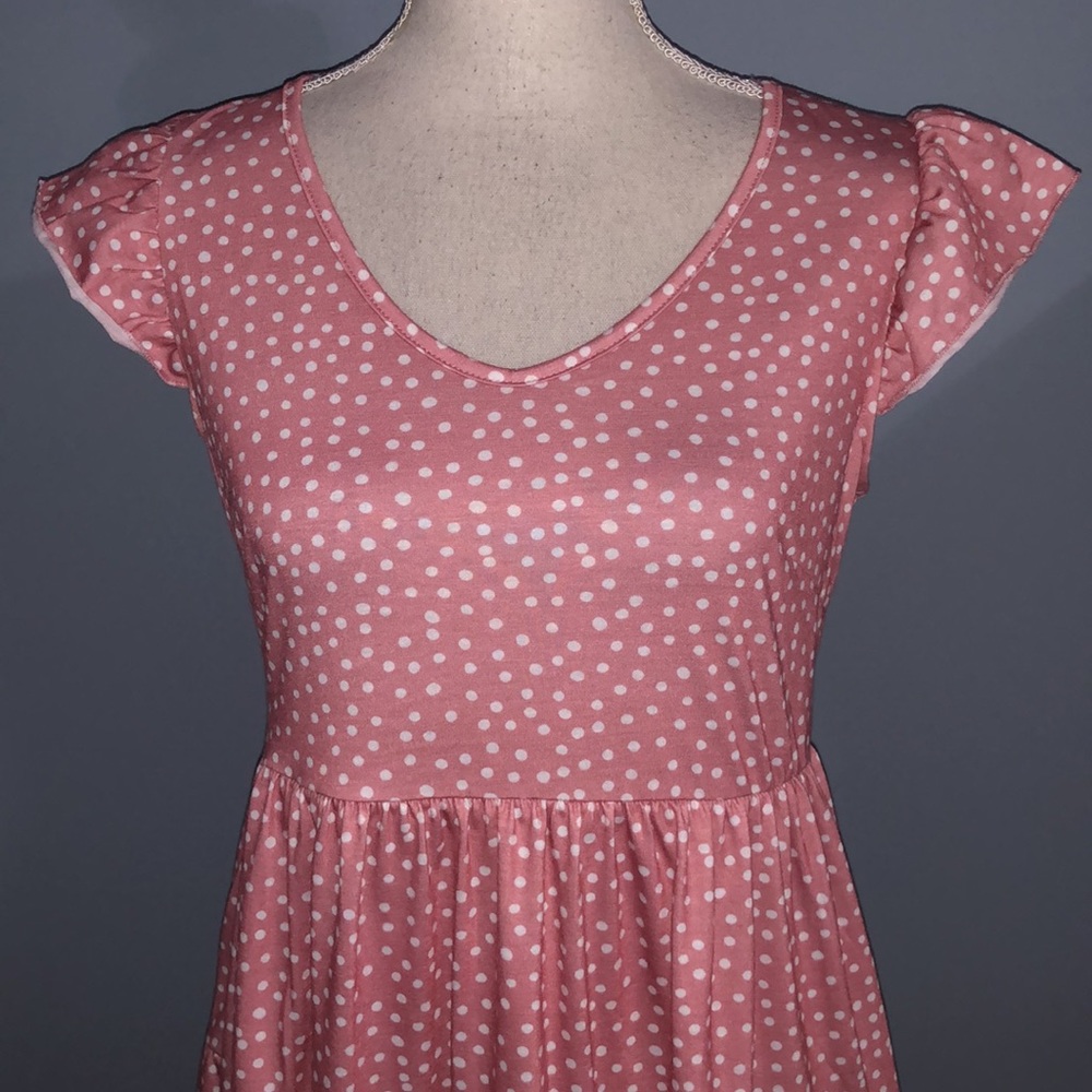 Maloura pink and white polka dot summer babydoll dress - Picture 7 of 9